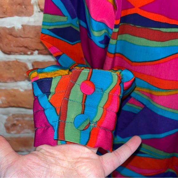 Wild wacky colorful vintage button up woman’s blouse and or jacket size 12 - Picture 9 of 10
